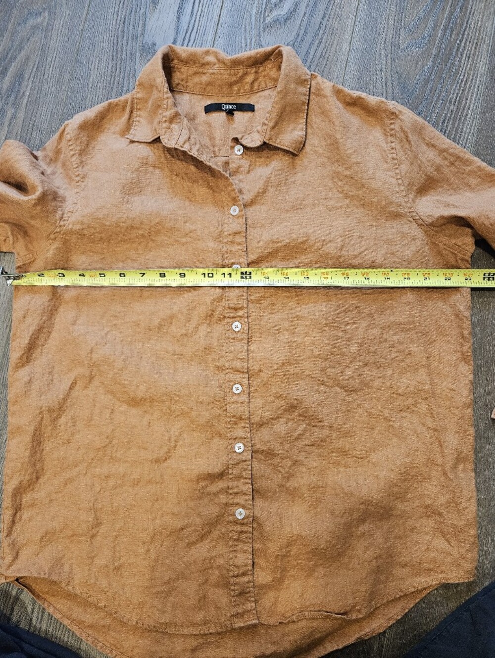 Quince 100% European Linen Long Sleeve Button Down Shirt, Terracotta Size Large - Picture 6 of 6